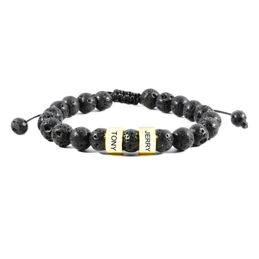Pulsera de Acero Inoxidable con Piedra de Lava Negra Ajustable - Image 3