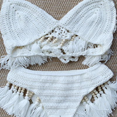 Bikini Estilo Europeo con Detalles de Cuentas y Borlas - Traje de Baño Elegante para Playa - Image 8