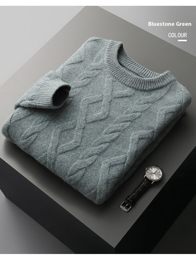 Suéter Grueso para Hombre Cuello Redondo Tejido Base - Image 13