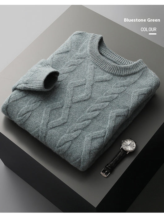 Suéter Grueso para Hombre Cuello Redondo Tejido Base - Image 13