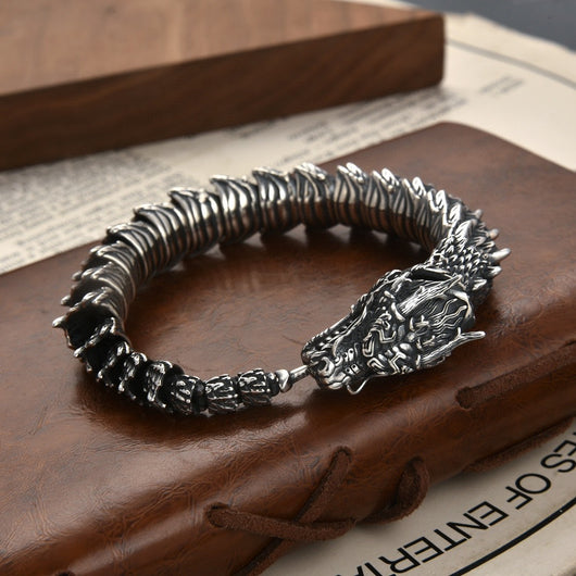 Pulsera de Cabeza de Dragón Retro Artesanal para Hombre - Image 6