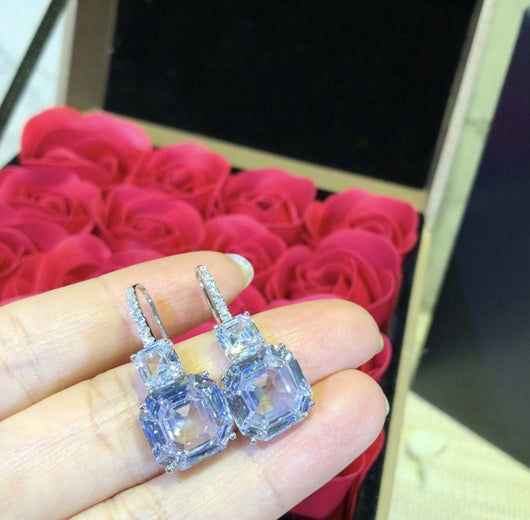 Conjunto de Collar y Aretes con Diamantes Cuadrados Estilo Moda - Image 4