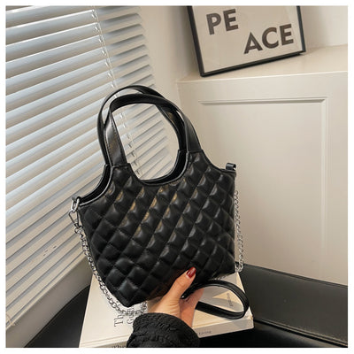 Bolsa Tote Elegante con Cadena Acolchada Cuadros Diamante - Bolso Crossbody de Gran Capacidad - Image 17