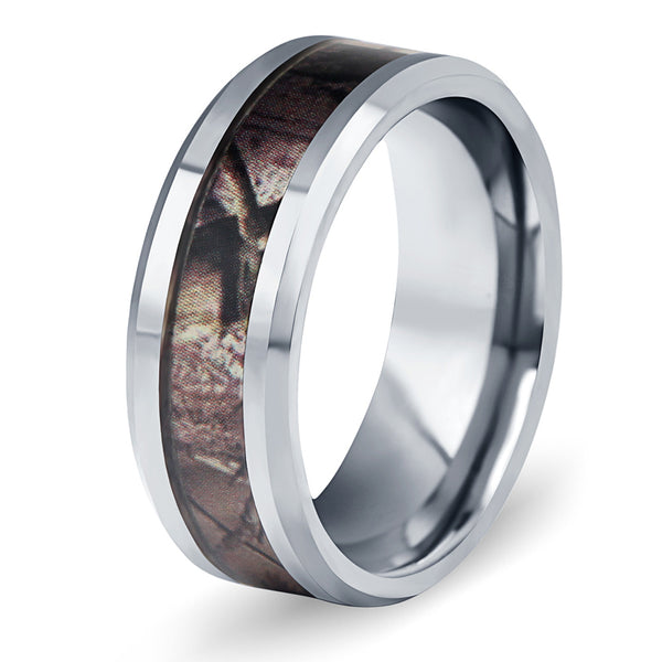 Anillo de Tungsteno 8mm para Hombre con Patrón de Mármol