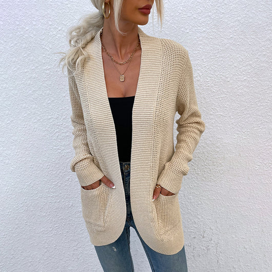 Suéter Tejido para Mujer con Bolsillos Curvos y Dobladillo Elegante - Image 13