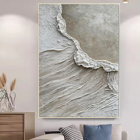 Cuadro de Arte Texturizado en Arena Blanca - Pintura Acrílica Hecha a Mano para Decoración del Hogar - Image 2
