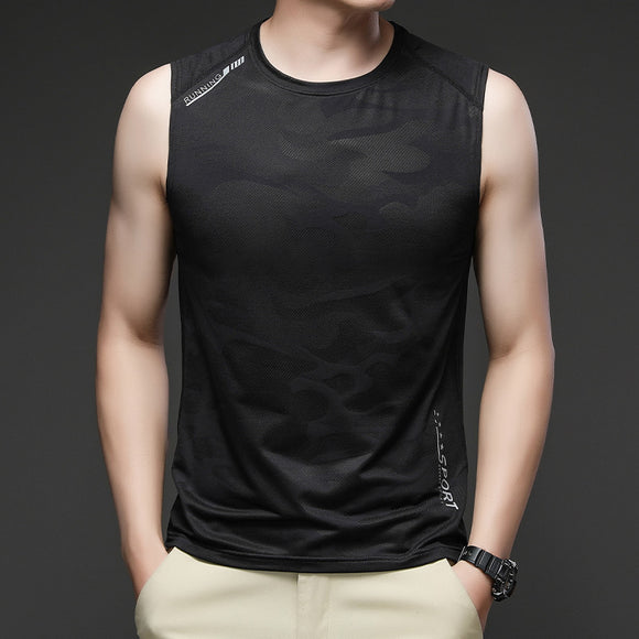 Playera Sin Mangas de Seda Helada con Personalidad Fashion para Hombre