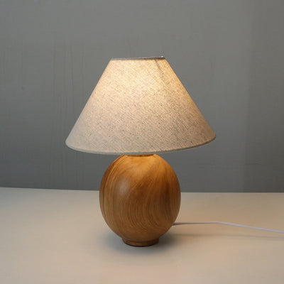 Lámpara de Mesa Mesita de Noche en Lino y Madera Maciza - Image 19