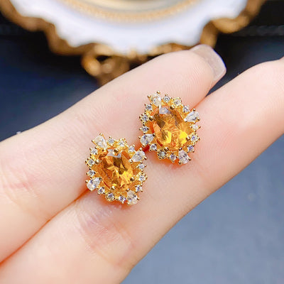 Aretes de Citrino Natural con Plata S925 - Elegancia y Energía Positiva