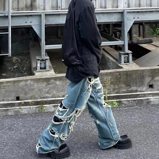 Pantalones Vaqueros Doble Capa con Flecos para Hombre y Mujer - Image 13