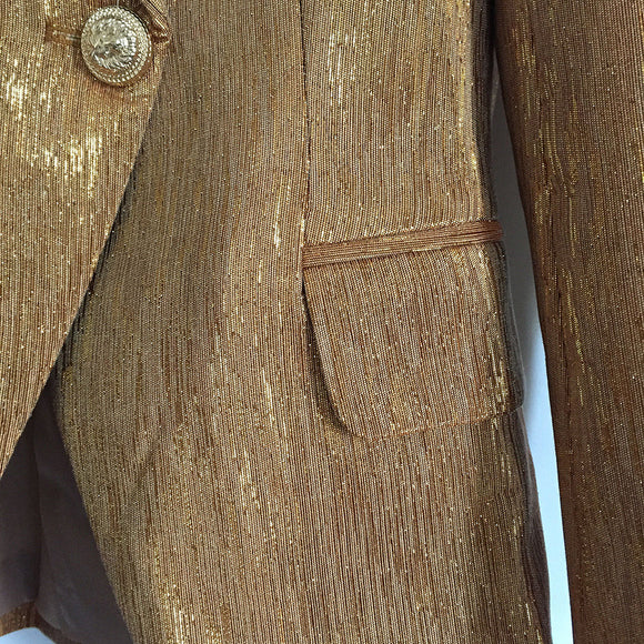 Blazer Ejecutivo Doble Botonadura con Hebilla de Cabeza de León