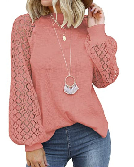 Blusa de Encaje con Cuello Redondo y Mangas Largas para Mujer - Image 9