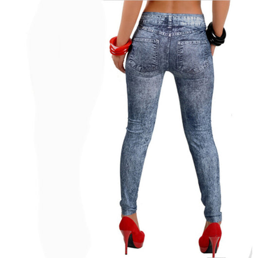 Jeans de Moda Elásticos con Patrón de Copo de Nieve para Mujer - Image 2
