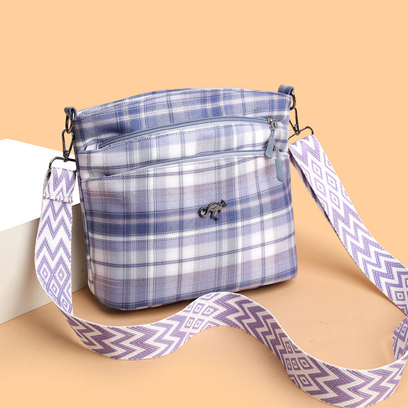 Bolsa Bandolera Escolar de Cuadros Artísticos Gran Capacidad para Mujeres
