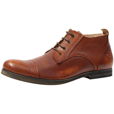 Zapatos Casuales de Cuero Vintage para Hombre con Puntera Redonda Transpirable - Image 5