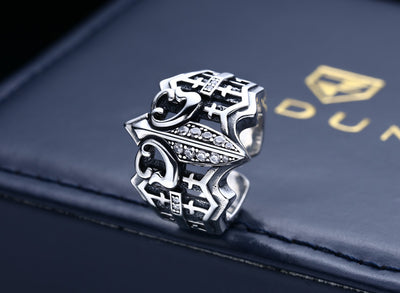 Anillo de Ancla Hueca en Plata 925 Estilo Punk Vintage para Hombre - Image 9