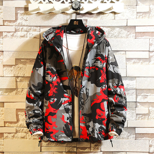Chaqueta Hoodie Camuflada con Cierre para Hombre