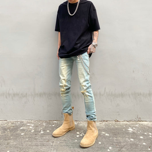 Jeans Slim Fit Desgastados con Efecto Vintage Amarillento - Image 8