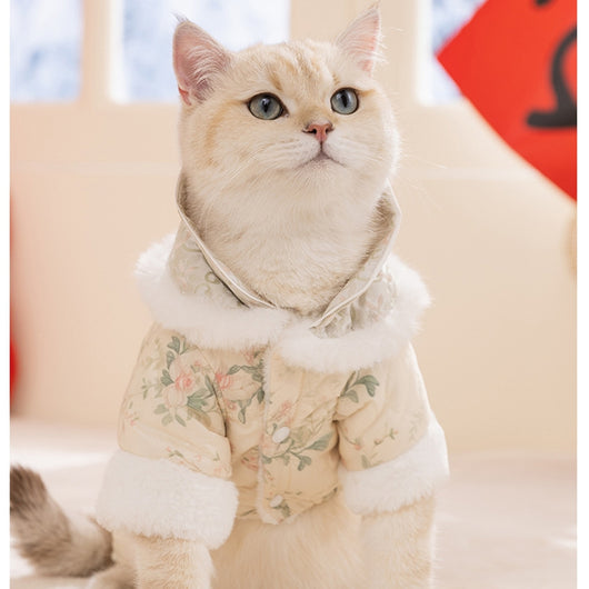 Mono Acolchado para Perros Pequeños Estilo Tang Floral Chino - Ropa de Invierno - Image 31