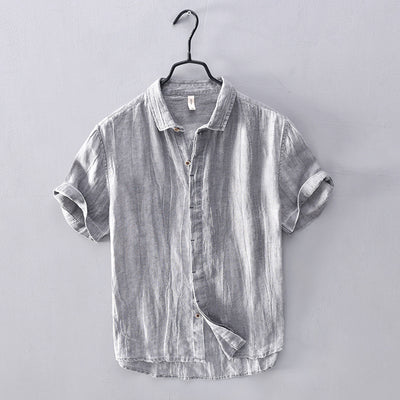 Camisa Lino Vintage Plisada con Estampa Chinoiserie para Hombre - Image 3