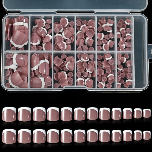 Uñas Postizas Cuadradas Cortas - 120 Piezas Francesas Blanco Premium - Image 37