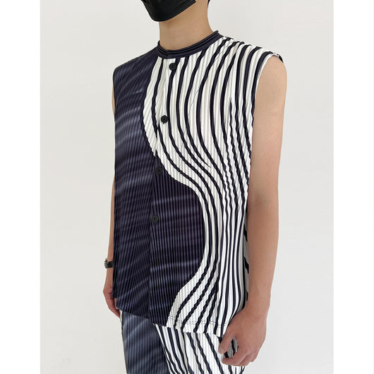 Chaleco Casual de Cuello Alzado con Estampado para Hombre - Perfecto para Verano - Image 11