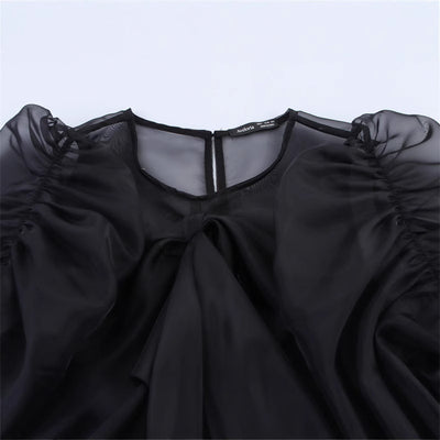 Blusa con Mangas Globo y Detalle de Moño Diseño Exclusivo - Image 3