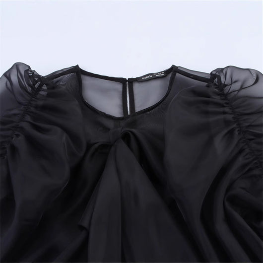 Blusa con Mangas Globo y Detalle de Moño Diseño Exclusivo - Image 3