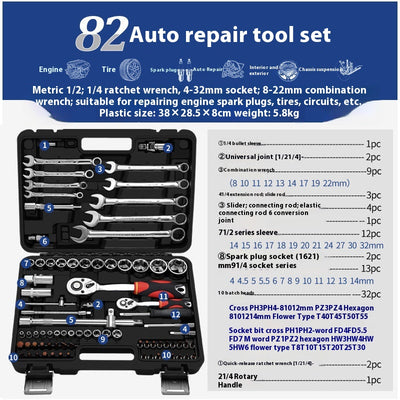 Kit de Herramientas Multifuncional para Reparación Automotriz con Llaves de Tubo - Image 14
