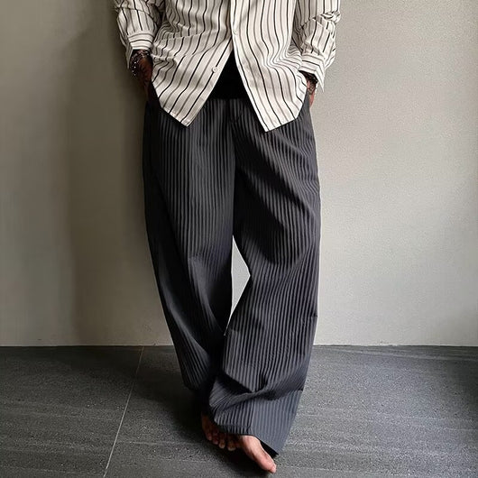 Pantalones Anchos Plisados con Textura para Hombre - Image 8
