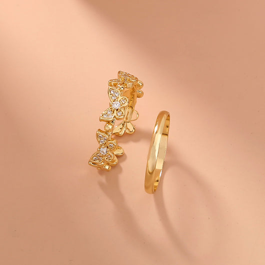 Anillo Ajustable de Latón con Mariposa de Circonia - Image 7