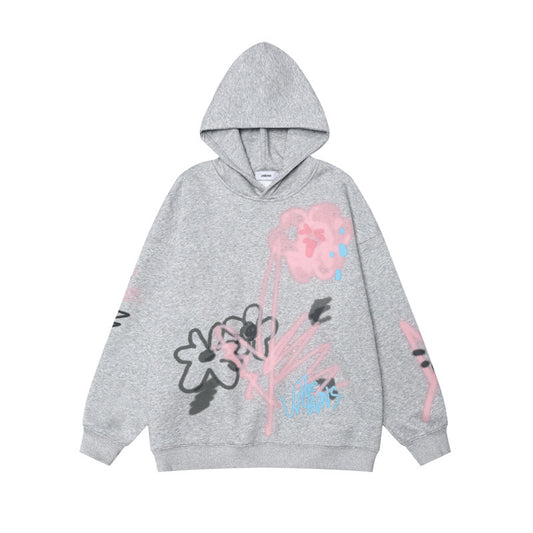 Sudadera Retro Unisex con Diseño Floral Spray - Estilo Street Wear Oversized