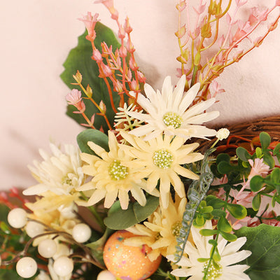 Corona Decorativa de Pascua con Crisantemos Silvestres y Huevos - Image 12