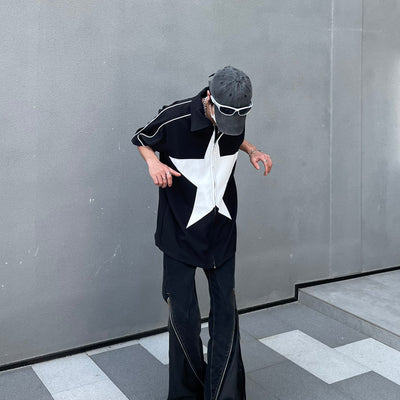 Camisa Casual de Hombre con Parches de Estrellas