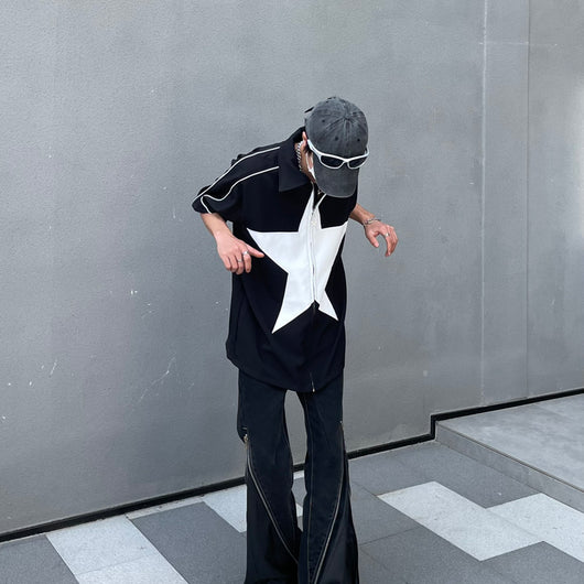Camisa Casual de Hombre con Parches de Estrellas