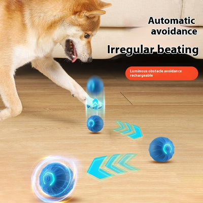 Orange pet jumping ball toy with a glowing blue power button, made from TPR material for dogs. - Image 3
