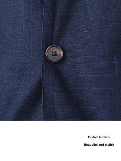 Chaqueta Casual de Algodón Ligero con Cuello Cubano y Estampado Cuadros - Image 13