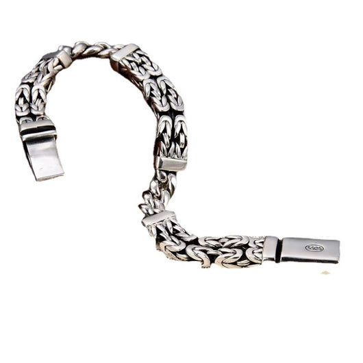 Pulsera de Plata Esterlina S925 Tejida Doble para Hombre Estilo Chino Moderno con Patrón de Seguridad - Image 2