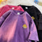 Playera Hombre Manga Corta con Bordado de Girasol Lavado