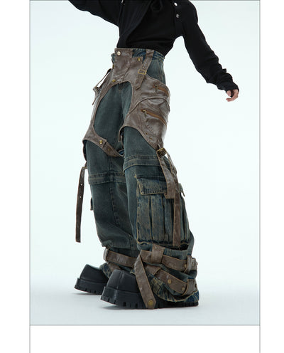 Jeans Retro Deconstruido con Costuras Desmontables para Hombre - Image 4