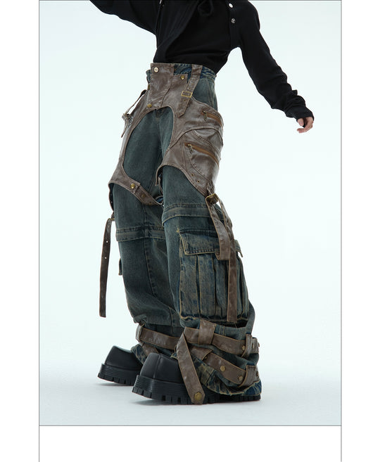 Jeans Retro Deconstruido con Costuras Desmontables para Hombre - Image 4
