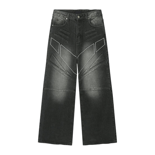 Pantalones Vaqueros Hip Hop Cintura Alta Pierna Ancha Oversize - Image 4
