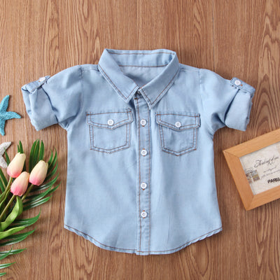 Camisas de Mezclilla con Solapa para Niños y Niñas de Manga Larga - Image 4