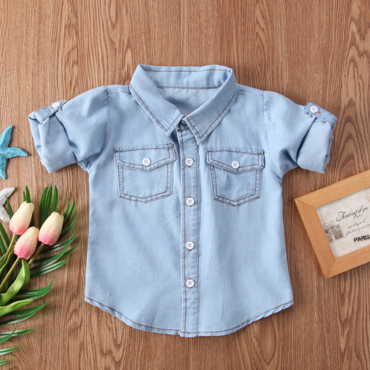 Camisas de Mezclilla con Solapa para Niños y Niñas de Manga Larga - Image 4