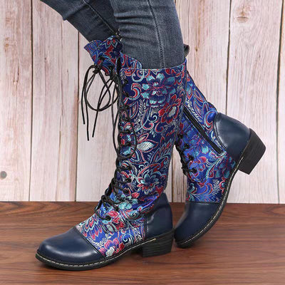 Botas Vintage de Tacón Medio y Caña Alta con Cierre Lateral