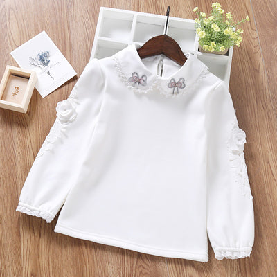 Blusa Infantil Cuello Peter Pan Blanco de Manga Larga - Image 8