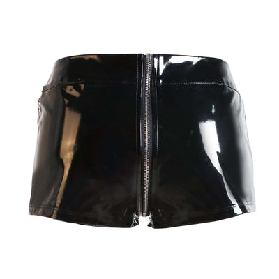 Pantalones Cortos de Cuero Punk para Mujer