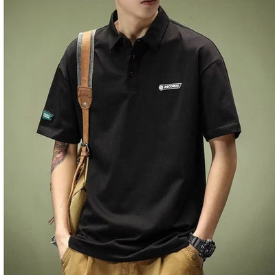 Camisa Casual Americana Suelta de Solapa Ancha Manga Corta para Hombre - Image 5