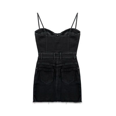 Falda Denim con Tirantes Ajustables Garden - Negro - Image 10