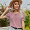 Blusa Suelta Cuello Cuadrado Manga Corta Estilo Europeo